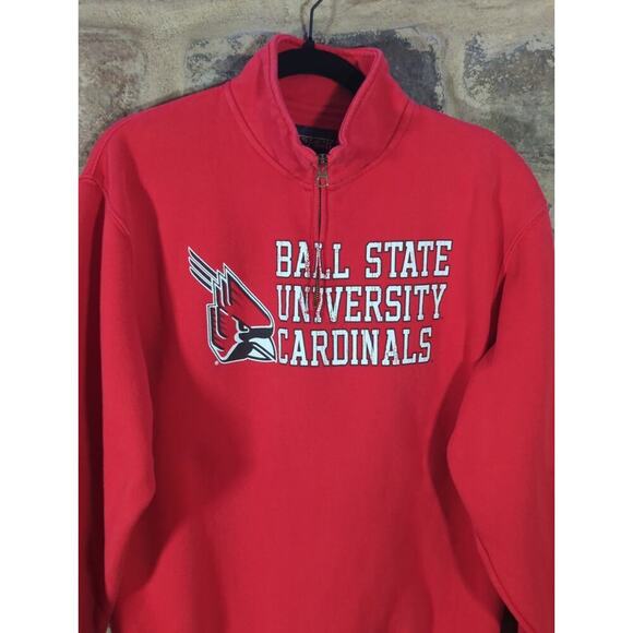 Ball State Cardinals Sweatshirt Woman's‎ Medium Red 1/4 Zip Sporty Academia - Picture 3 of 12